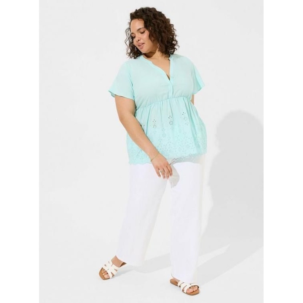 007- TORRID Babydoll Challis Embroidered Tiered Top SIZE 1